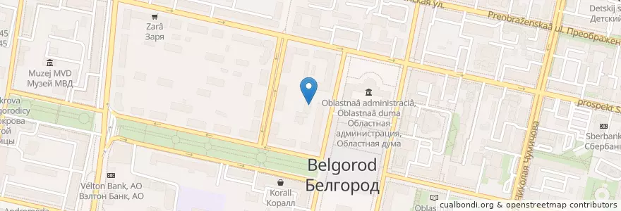 Mapa de ubicacion de Меланж en Rusia, Distrito Federal Central, Óblast De Bélgorod, Белгородский Район, Городской Округ Белгород.