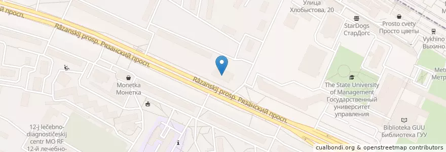 Mapa de ubicacion de Отделение связи №109542 en Rusland, Centraal Federaal District, Moskou, Юго-Восточный Административный Округ, Район Выхино-Жулебино.