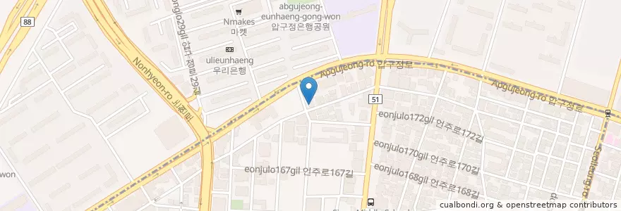 Mapa de ubicacion de 세실내과 en كوريا الجنوبية, سول, 강남구, 신사동, 압구정동.