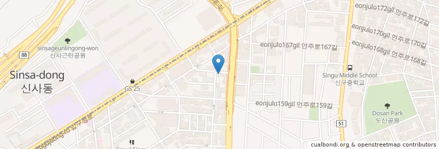 Mapa de ubicacion de 세미성형외과 en 대한민국, 서울, 강남구, 신사동, 압구정동.