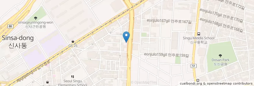 Mapa de ubicacion de 아이브성형외과 en Республика Корея, Сеул, 강남구, 신사동, 압구정동.