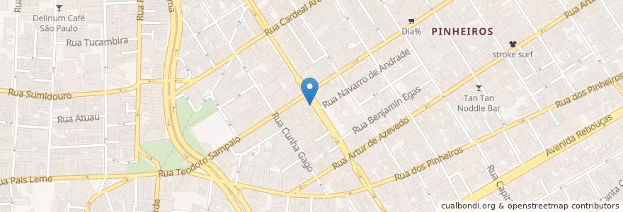 Mapa de ubicacion de Ponto de Taxi Pedroso de Moraes en ブラジル, 南東部地域, サンパウロ, Região Geográfica Intermediária De São Paulo, Região Metropolitana De São Paulo, Região Imediata De São Paulo, サンパウロ.