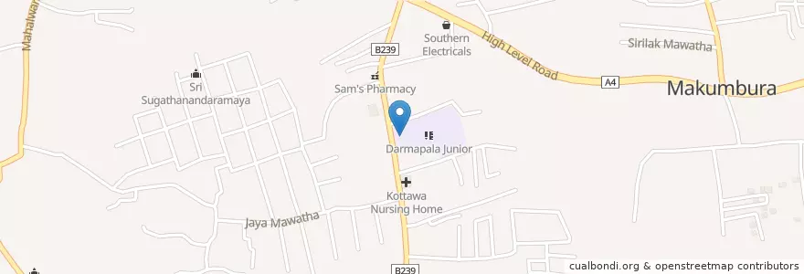 Mapa de ubicacion de Kottawa Dharmapala MV en سری‌لانکا, බස්නාහිර පළාත, කොළඹ දිස්ත්‍රික්කය.