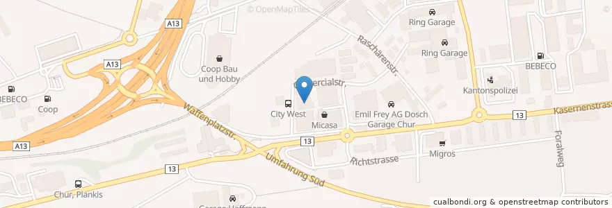 Mapa de ubicacion de Giger Bar en Svizzera, Grigioni, Plessur, Chur.