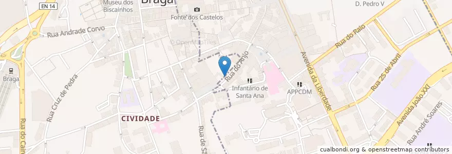 Mapa de ubicacion de R. do Anjo 90A, 4700-305 Braga, Portugal en البرتغال, المنطقة الشمالية (البرتغال), براغا, كافادو, براغا, São José De São Lázaro E São João Do Souto.
