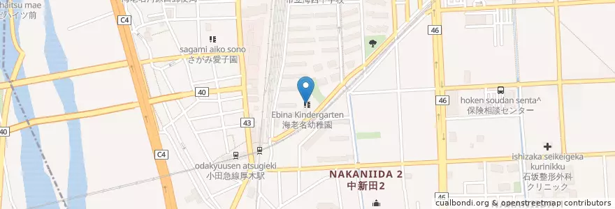 Mapa de ubicacion de 海老名幼稚園 en Jepun, 神奈川県, 海老名市.