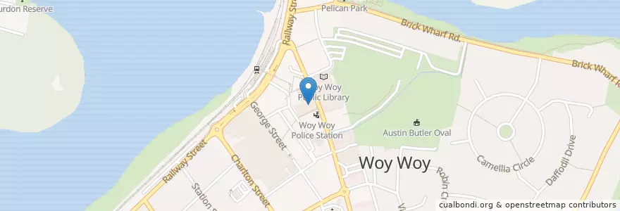 Mapa de ubicacion de Woy Woy Police Station en Australia, New South Wales, Central Coast Council.