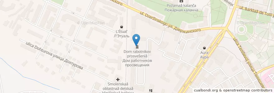 Mapa de ubicacion de Народный театр драмы en Russland, Föderationskreis Zentralrussland, Oblast Smolensk, Smolenski Rajon, Городской Округ Смоленск.