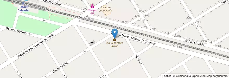 Mapa de ubicacion de 5ta. Almirante Brown en アルゼンチン, ブエノスアイレス州, Partido De Almirante Brown, Rafael Calzada.