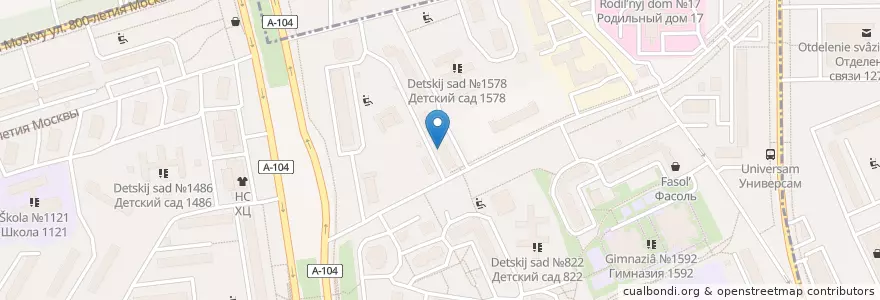 Mapa de ubicacion de АмирДент en Rússia, Distrito Federal Central, Москва, Северный Административный Округ, Бескудниковский Район, Район Восточное Дегунино.