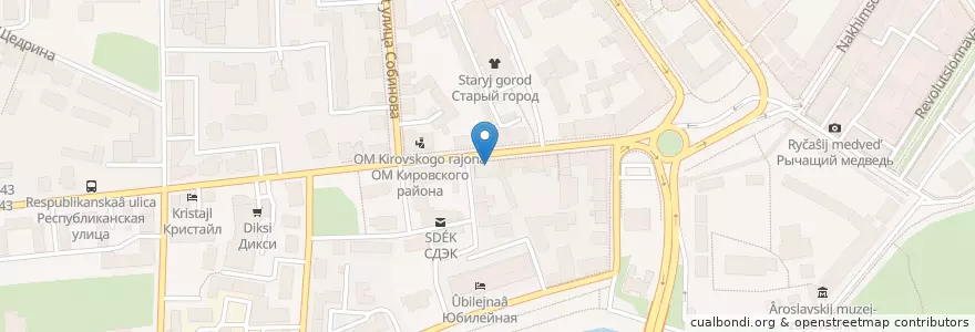 Mapa de ubicacion de Аладдин, кальян-бар en Russland, Föderationskreis Zentralrussland, Oblast Jaroslawl, Ярославский Район, Городской Округ Ярославль.
