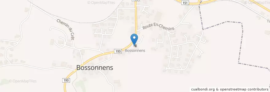 Mapa de ubicacion de Bossonnens en Suiza, Friburgo, District De La Veveyse, Bossonnens.