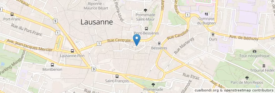 Mapa de ubicacion de Duke's Bar en Suiza, Valdia, District De Lausanne, Lausanne.