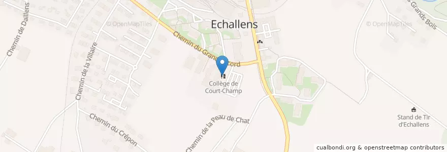 Mapa de ubicacion de Collège de Court-Champ en Suíça, Vaud, District Du Gros-De-Vaud, Echallens.