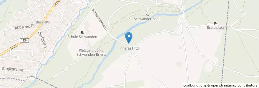 Mapa de ubicacion de inneres Hittli en Suíça, Berna, Verwaltungsregion Oberland, Verwaltungskreis Interlaken-Oberhasli, Schwanden Bei Brienz.