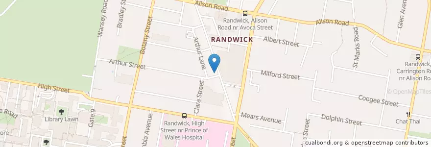 Mapa de ubicacion de Commonwealth Bank en أستراليا, نيوساوث ويلز, Sydney, Randwick City Council.
