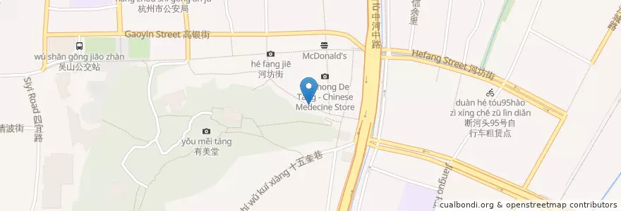Mapa de ubicacion de 纳利咖啡 en 中国, 浙江省, 杭州市, 上城区, 清波街道.