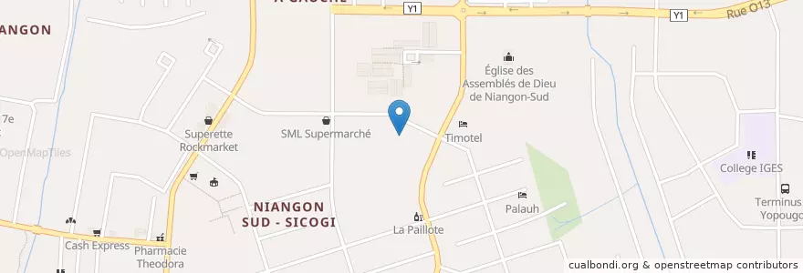 Mapa de ubicacion de Chez Jovy en Elfenbeinküste, Abidjan, Yopougon.