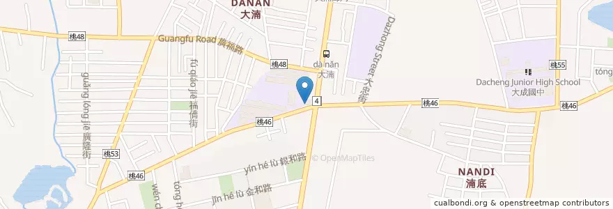 Mapa de ubicacion de 建國閱覽室 en 台湾, 桃園市, 八徳区.