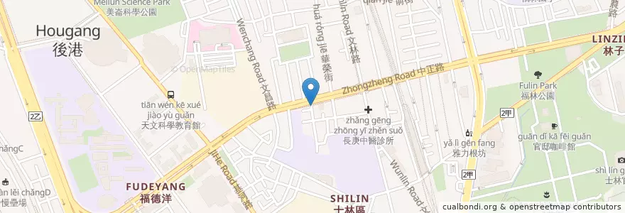 Mapa de ubicacion de 溫州大餛飩 en 臺灣, 新北市, 臺北市, 士林區.