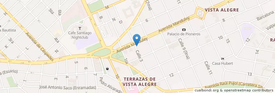 Mapa de ubicacion de Parrillada Vista Alegre en کوبا, Santiago De Cuba, Santiago De Cuba, Ciudad De Santiago De Cuba.