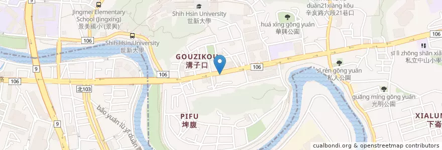 Mapa de ubicacion de 八哥重慶酸辣粉 en Taiwan, 新北市, Taipei, 文山區, 新店區.