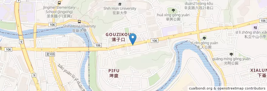 Mapa de ubicacion de 八哥重慶酸辣粉 en Tayvan, 新北市, Taipei, 文山區, 新店區.