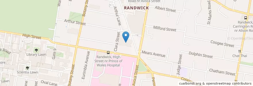 Mapa de ubicacion de Sushi Inn Express en 澳大利亚, 新南威尔士州, Sydney, Randwick City Council.