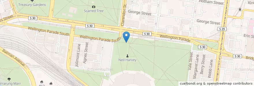 Mapa de ubicacion de Yarra Park Car Park - Gate 3 (Public) en 오스트레일리아, Victoria, City Of Melbourne.