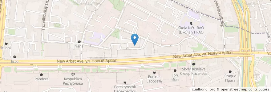 Mapa de ubicacion de Vanilia en Rusya Federasyonu, Центральный Федеральный Округ, Москва, Центральный Административный Округ, Район Арбат.