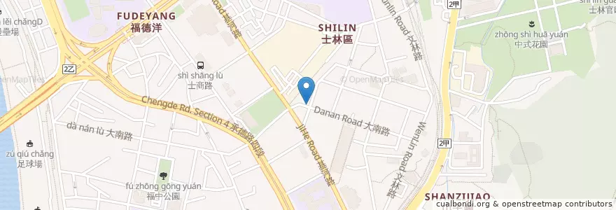 Mapa de ubicacion de QK132台灣燒肉串 en 타이완, 신베이 시, 타이베이시, 스린 구.