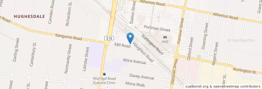 Mapa de ubicacion de Pepperills Cafe en Australia, Victoria, City Of Monash.