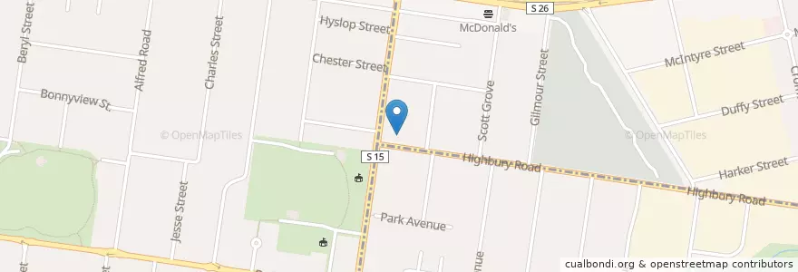 Mapa de ubicacion de Highwood Court Aged Care en Austrália, Victoria, City Of Whitehorse.