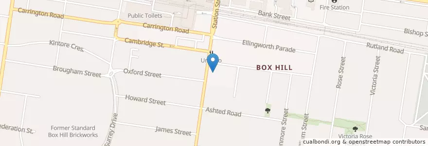 Mapa de ubicacion de Box Hill Medical Centre en Australia, Victoria, City Of Whitehorse.