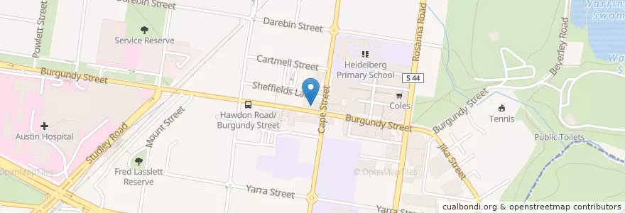 Mapa de ubicacion de Chicken Depot en Australia, Victoria, City Of Banyule.