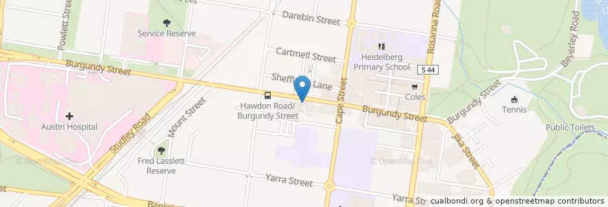 Mapa de ubicacion de Burgundy Lunch en Australia, Victoria, City Of Banyule.