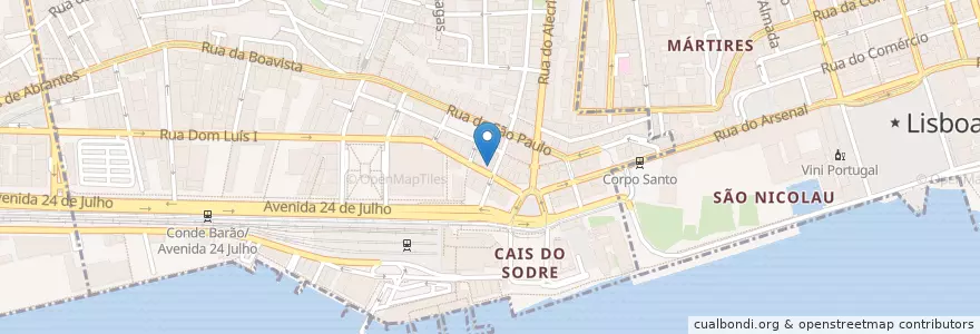 Mapa de ubicacion de Las Ficheras en Португалия, Área Metropolitana De Lisboa, Лиссабон, Grande Lisboa, Misericórdia.