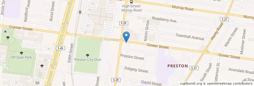 Mapa de ubicacion de Caffe Rustico en Australia, Victoria, City Of Darebin.