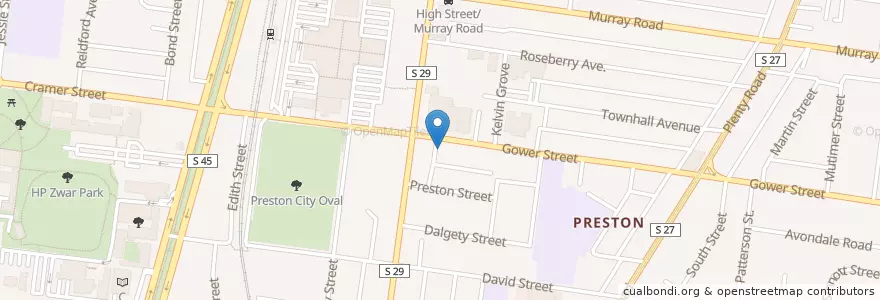 Mapa de ubicacion de The Salvation Army Preston en Australia, Victoria, City Of Darebin.