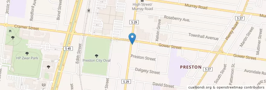 Mapa de ubicacion de Preston Smiles en Australie, Victoria, City Of Darebin.