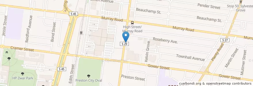 Mapa de ubicacion de Cafe Lucchini en Australië, Victoria, City Of Darebin.