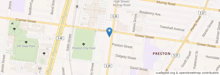 Mapa de ubicacion de Preston Society en Australien, Victoria, City Of Darebin.
