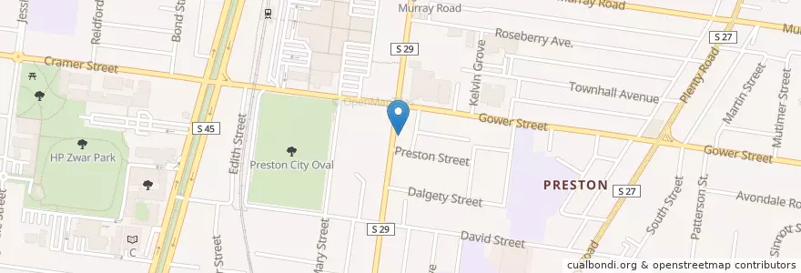 Mapa de ubicacion de Preston Smiles en オーストラリア, ビクトリア, City Of Darebin.