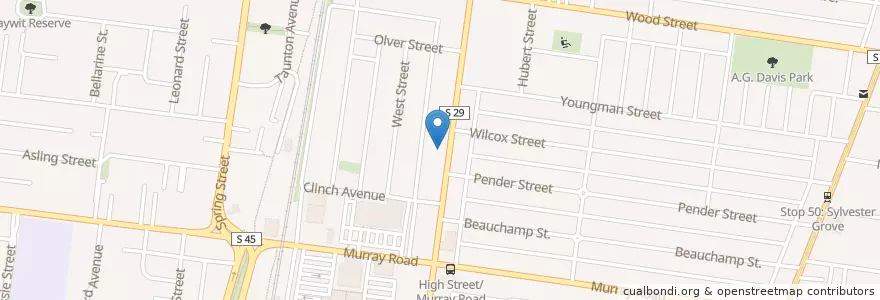 Mapa de ubicacion de Italio Woodfire Pizza & Bar en Australia, Victoria, City Of Darebin.