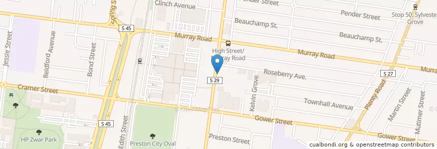 Mapa de ubicacion de My Tho en Australie, Victoria, City Of Darebin.