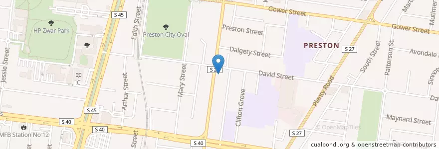 Mapa de ubicacion de Shawarmasters en أستراليا, ولاية فيكتوريا, City Of Darebin.