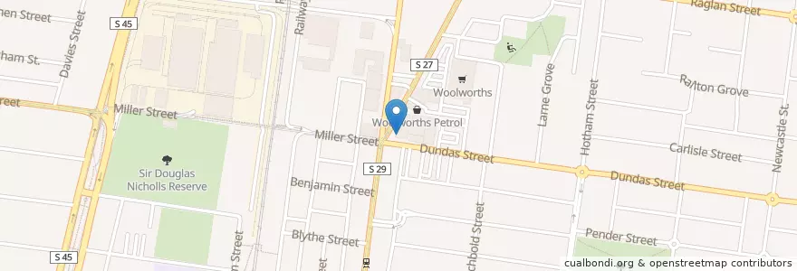 Mapa de ubicacion de Dosa Plaza en オーストラリア, ビクトリア, City Of Darebin.