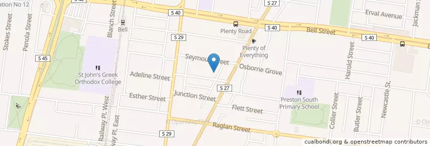 Mapa de ubicacion de St John’s Greek Orthodox Church en Avustralya, Victoria, City Of Darebin.