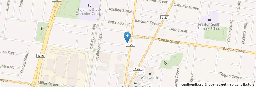 Mapa de ubicacion de A Simple Sandwich en Austrália, Victoria, City Of Darebin.