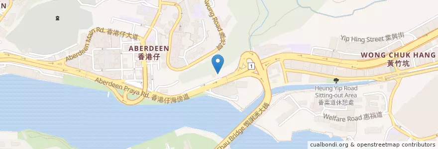 Mapa de ubicacion de 香港仔大道十六號公廁 No.16 Aberdeen Main Road Public Toilet en China, Guangdong, Hongkong, Hongkong, New Territories, 南區 Southern District.